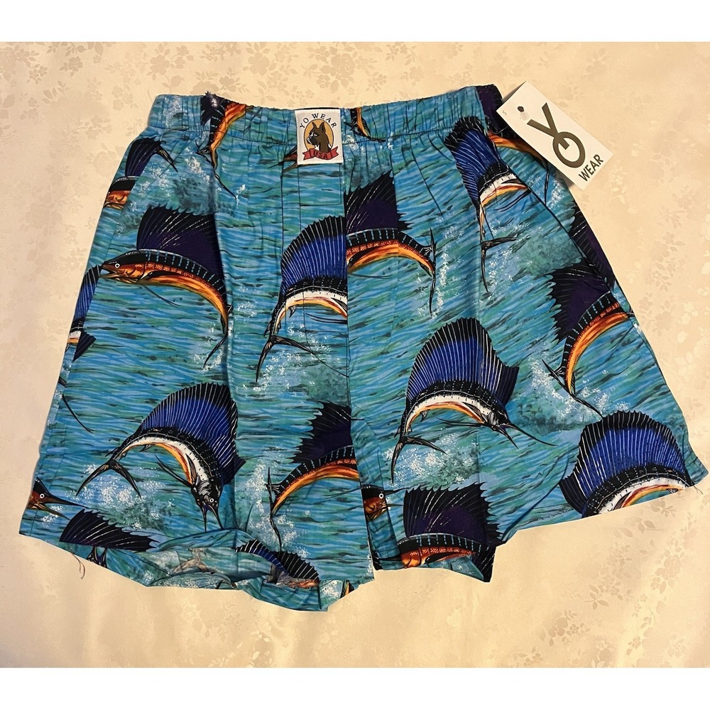 NOS Vintage Max Boxxer Yo Wear Swordfish Boxer Style Shorts Unisex 90s L USA